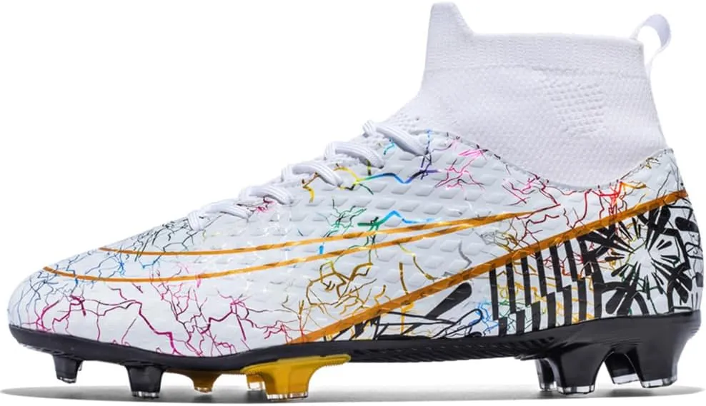 Boys Football Boots High Top Youths Spikes FG Shoes Baseball Ankle-Cuff Athletic Professional Firm Ground Non-Slipping Kids Soccer Cleats