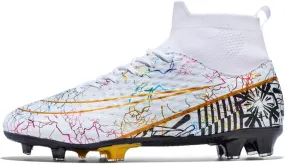 Boys Football Boots High Top Youths Spikes FG Shoes Baseball Ankle-Cuff Athletic Professional Firm Ground Non-Slipping Kids Soccer Cleats