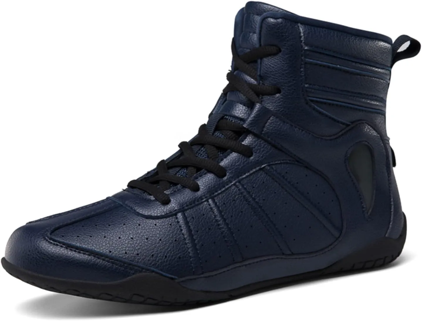 EMDPBD Boxing Shoes Men's Youth Boxing Boots, Lightweight High Top Kick Boxing Shoes Fighting Sports Master Training Mesh Shoes,Blue-6.5