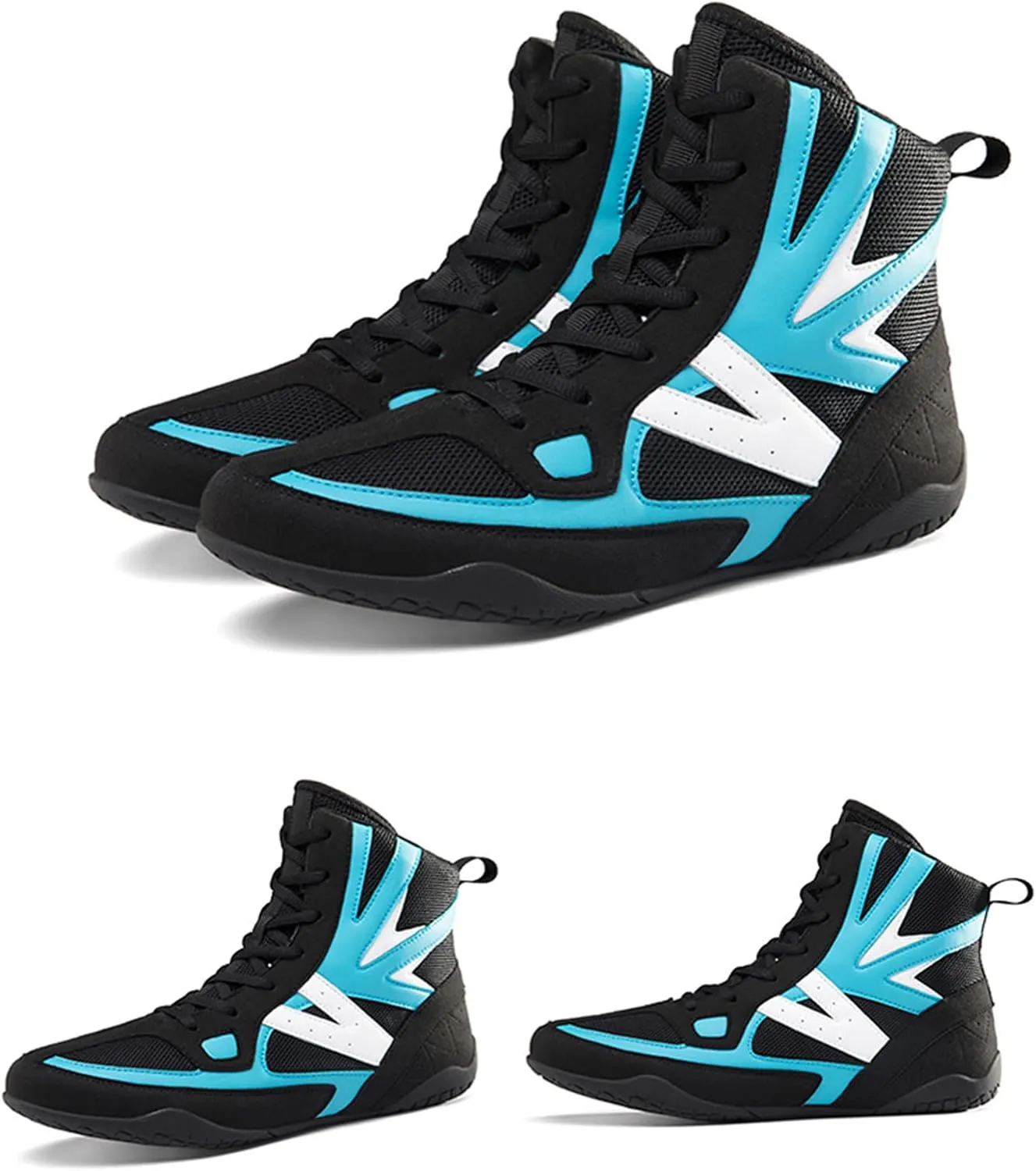 EMDPBD High Top Mens Boxing Shoes Non-Slip Breathable Wrestling Training Shoes, Professional Sparring Boxers Trainers Shoes,Light-blue-11