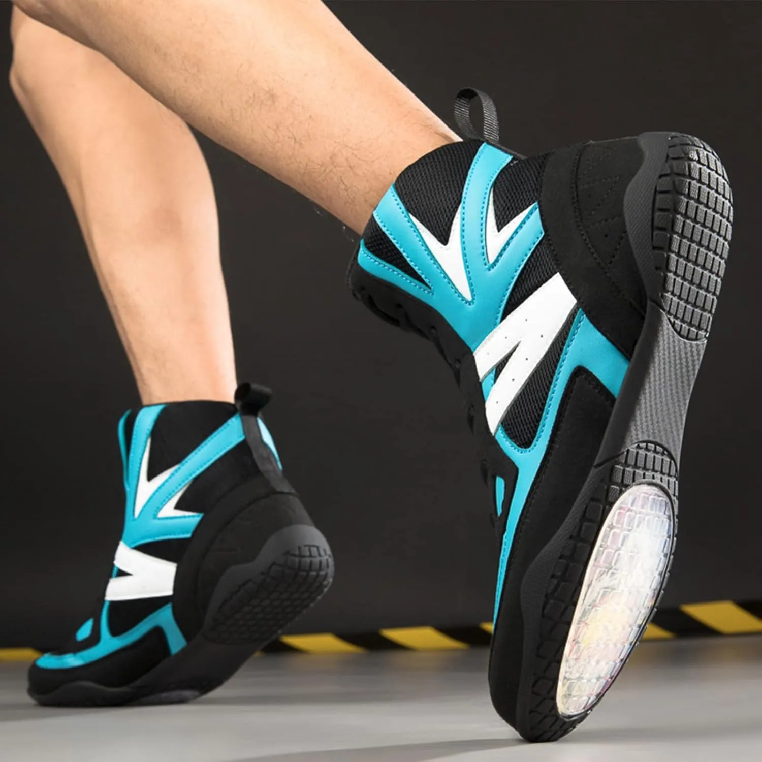 EMDPBD High Top Mens Boxing Shoes Non-Slip Breathable Wrestling Training Shoes, Professional Sparring Boxers Trainers Shoes,Light-blue-11
