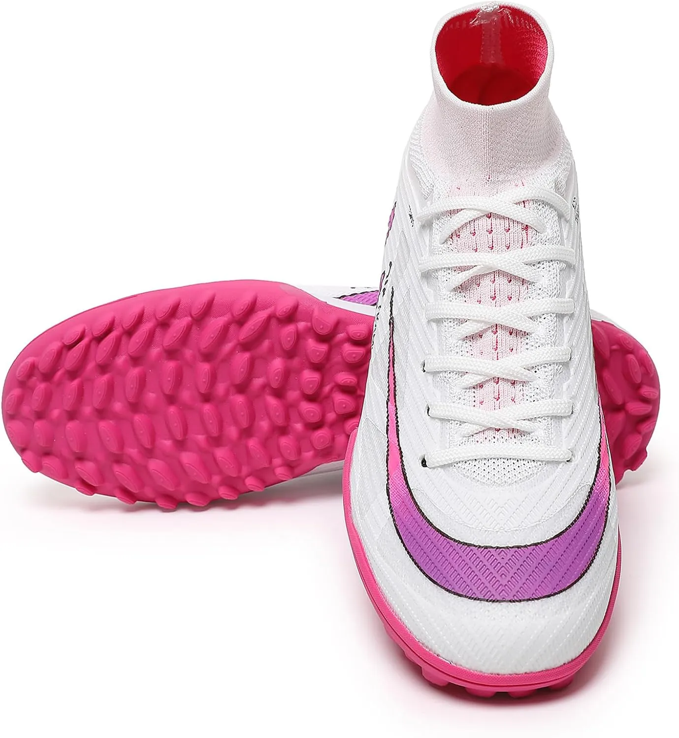 Kids Soccer Shoes Indoor Futsal Turf Big Boys Cleats Youths TF High-Top Football Boots for Athletic Game Training