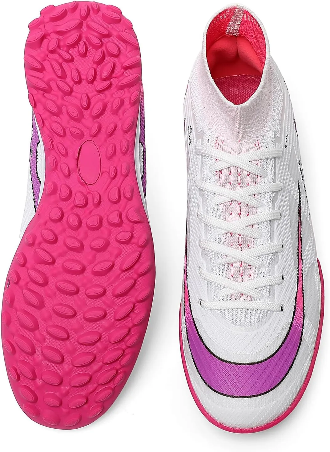 Kids Soccer Shoes Indoor Futsal Turf Big Boys Cleats Youths TF High-Top Football Boots for Athletic Game Training