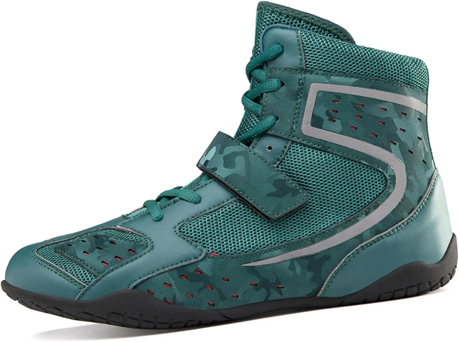 TECDOTO High Top Boxing Shoes Men's Wrestling Lightweight Boxing Shoes for Adult Sparring Trainers Shoes,Green-43EU