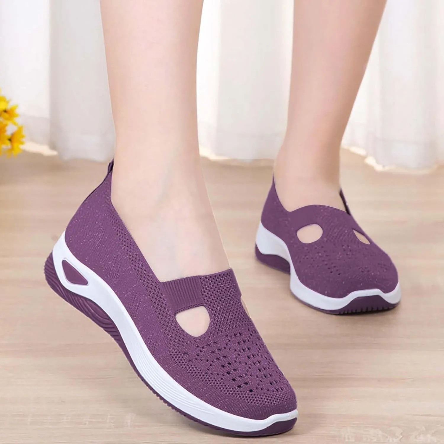 Women's Woven Orthopedic Breathable Soft Sole Slip On Shoes Women High Top Casual Black Shoes Dress Sneakers Black Tennis Shoe Loafers Dress Shoe